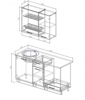 Кухонный гарнитур Антрацит 1600 (Стол. 38мм) в Асбесте - asbest.mebel24.online | фото 2