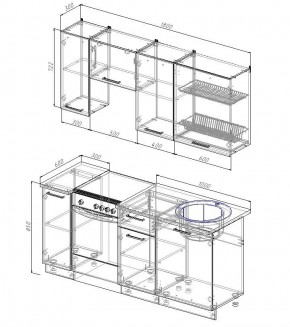 Кухонный гарнитур Антрацит 1800 (Стол. 38мм) в Асбесте - asbest.mebel24.online | фото 2