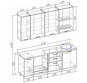 Кухонный гарнитур Антрацит 2200 (Стол. 26мм) в Асбесте - asbest.mebel24.online | фото 3