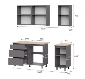 Кухонный гарнитур ДЕНВЕР (1600) Графит серый/Дуб Сонома в Асбесте - asbest.mebel24.online | фото 2