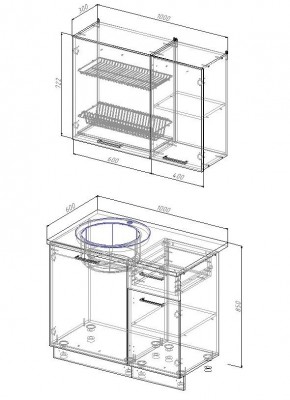 Кухонный гарнитур Санторини 1000 (Стол. 26мм) в Асбесте - asbest.mebel24.online | фото 2