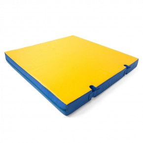 Мат гимнастический 1х1х0,1м с вырезом под стойки цв. синий-желтый в Асбесте - asbest.mebel24.online | фото 1