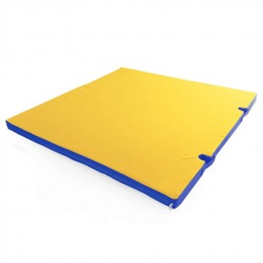 Мат гимнастический 1х1х0,08м с вырезом под стойки цв. синий-желтый в Асбесте - asbest.mebel24.online | фото