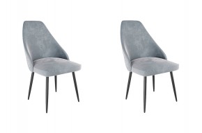 МИЛАН Набор стульев (2шт) серый (велюр)/черный в Асбесте - asbest.mebel24.online | фото