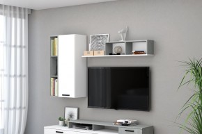 Навесные модули Эльза (Бетонный Камень/Белый) в Асбесте - asbest.mebel24.online | фото 1