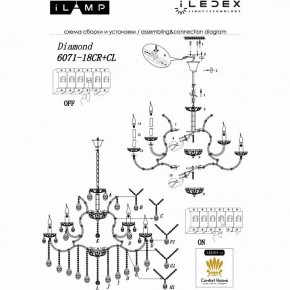 Подвесная люстра iLamp Diamond 6071-18 CR+CL в Асбесте - asbest.mebel24.online | фото 2