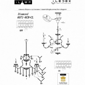 Подвесная люстра iLamp Diamond 6071-8 CR+CL в Асбесте - asbest.mebel24.online | фото 2