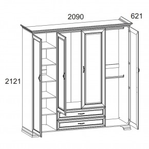 Шкаф 4D2S Z, TIFFANY, цвет вудлайн кремовый в Асбесте - asbest.mebel24.online | фото 1