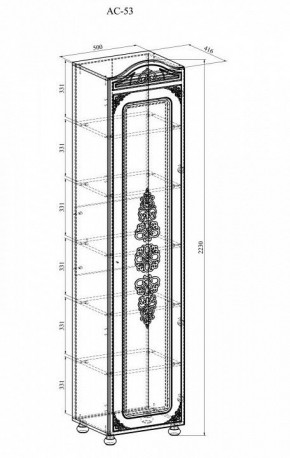 Шкаф для белья Ассоль АС-53К в Асбесте - asbest.mebel24.online | фото 3