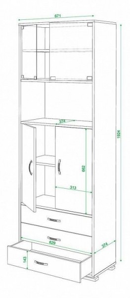 Шкаф комбинированный Домино СБ-220М в Асбесте - asbest.mebel24.online | фото 3