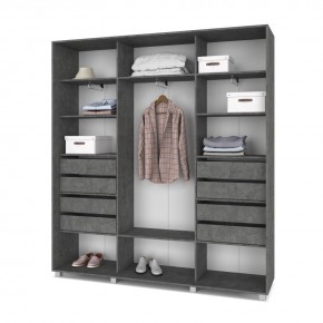 МАРТИН Шкаф-купе с зеркалом Камень темный (2400*450) М442 в Асбесте - asbest.mebel24.online | фото 4