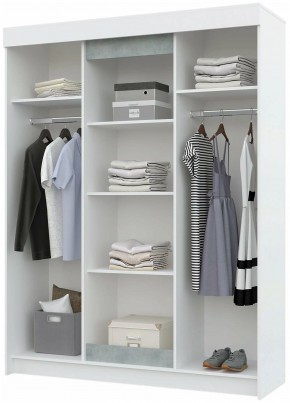 Шкаф-купе с зеркалами VICTOR (Белый-Бетон) в Асбесте - asbest.mebel24.online | фото 2