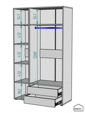 Шкаф Linnea MHR-3PO-2 2050х1200х510 (Белый-М 11.1.2) в Асбесте - asbest.mebel24.online | фото 3
