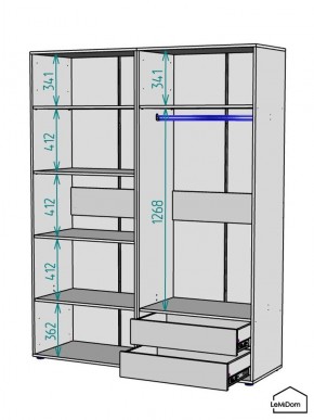 Шкаф Linnea MHR-4-2 2050х1600х510 (Графит-М 11.1.25) в Асбесте - asbest.mebel24.online | фото 3