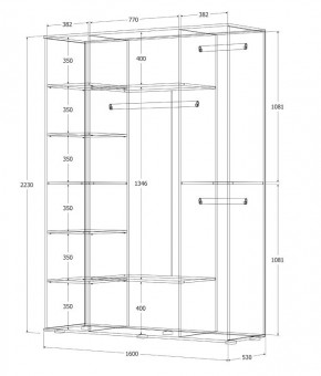 Шкаф Норден 1600 (Дуб Крафт Белый) в Асбесте - asbest.mebel24.online | фото 3