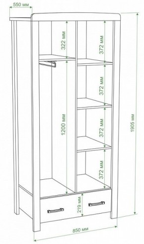 Шкаф платяной Бартоло Ш2Д в Асбесте - asbest.mebel24.online | фото 2