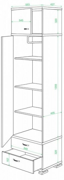 Шкаф платяной Домино КС-10 в Асбесте - asbest.mebel24.online | фото 2