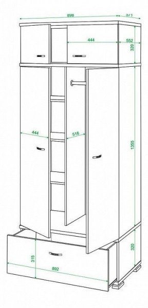 Шкаф платяной Домино КС-20 в Асбесте - asbest.mebel24.online | фото 3