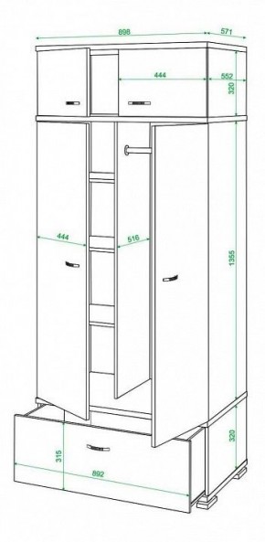 Шкаф платяной Домино КС-20 в Асбесте - asbest.mebel24.online | фото 3