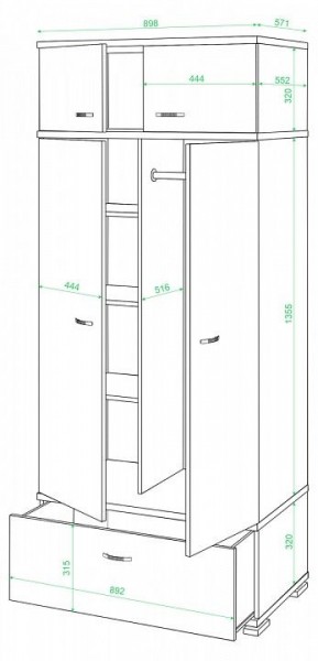 Шкаф платяной Домино КС-20 в Асбесте - asbest.mebel24.online | фото 2