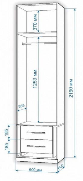 Шкаф платяной Нобиле Пл-60/60 в Асбесте - asbest.mebel24.online | фото 2