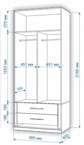 Шкаф платяной Нобиле Пл-95/60 в Асбесте - asbest.mebel24.online | фото 2