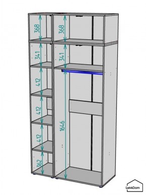 Шкаф с антресолью Linnea MHR-3A-1 2450х1200х510 (Графит-М 11.1.25) в Асбесте - asbest.mebel24.online | фото 3