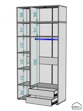 Шкаф с антресолью Linnea MHR-3POA-2 2450х1200х510 (Белый-М 11.1.2) в Асбесте - asbest.mebel24.online | фото 3
