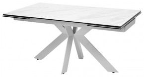 Стол BELLUNO 160 MARBLES KL-99 Белый мрамор матовый, итальянская керамика/ белый каркас, ®DISAUR в Асбесте - asbest.mebel24.online | фото 1