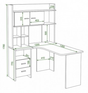 Стол компьютерный Домино Лайт СКЛ-Угл130+НКЛХ120 в Асбесте - asbest.mebel24.online | фото 2