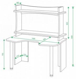 Стол компьютерный Домино lite СКЛ-Игр140 в Асбесте - asbest.mebel24.online | фото 2