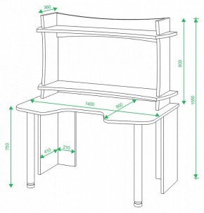 Стол компьютерный Домино Lite СКЛ-Игр140+НКИЛ140ВЛ в Асбесте - asbest.mebel24.online | фото 3