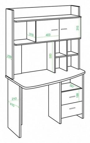 Стол компьютерный Домино Lite СКЛ-Крл120+НКЛХ-120 в Асбесте - asbest.mebel24.online | фото 2