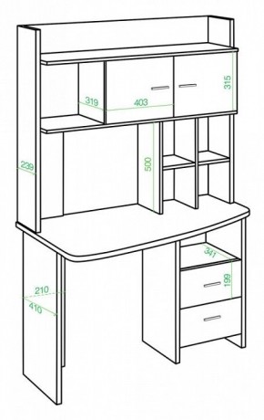 Стол компьютерный Домино Lite СКЛ-Крл120+НКЛХ-120 КВ ЛЕВ в Асбесте - asbest.mebel24.online | фото 2