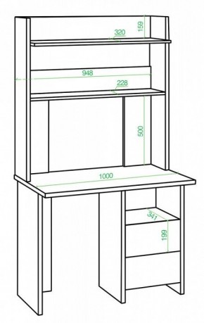 Стол компьютерный Домино Lite СКЛ-Прям100+НКЛХ-100 ВК в Асбесте - asbest.mebel24.online | фото 2