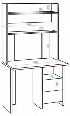 Стол компьютерный Домино Lite СКЛ-Прям100Р+НКЛХ-100 в Асбесте - asbest.mebel24.online | фото 2