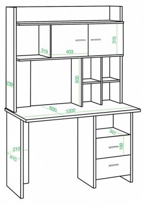 Стол компьютерный Домино Lite СКЛ-Прям120Р+НКЛХ-120 в Асбесте - asbest.mebel24.online | фото 2