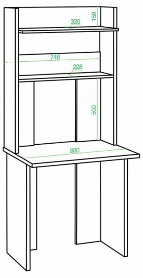 Стол компьютерный Домино Lite СКЛ-Прям80Р+НКЛХ в Асбесте - asbest.mebel24.online | фото 2