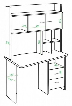 Стол компьютерный Домино Lite СКЛ-Трап120+НКЛХ-120 К ПРАВ в Асбесте - asbest.mebel24.online | фото 2