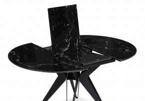 Стол стеклянный Рикла 110(150)х110х76 черный мрамор / черный в Асбесте - asbest.mebel24.online | фото 4