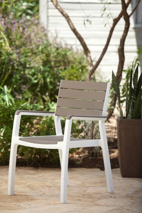 Стул c подлокотниками Гармония (Harmony armchair) белый-капучино в Асбесте - asbest.mebel24.online | фото 1