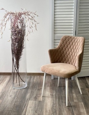 Стул HERMAN 360 град. БЕЖЕВЫЙ #5, велюр / белый каркас М-City в Асбесте - asbest.mebel24.online | фото 3