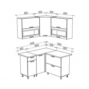 ТЕХНО Кухонный гарнитур угловой 1,4х1,4 м Компоновка №2 в Асбесте - asbest.mebel24.online | фото 8