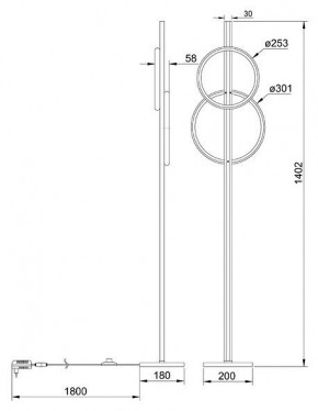 Торшер Arte Lamp Fluido A3913PN-24BK в Асбесте - asbest.mebel24.online | фото 2