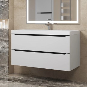 Тумба под раковину Uperwood Tanos 100 см, подвесная, белая/графит в Асбесте - asbest.mebel24.online | фото