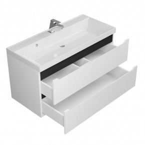 Тумба под раковину Uperwood Tanos 100 см, подвесная, белая/графит в Асбесте - asbest.mebel24.online | фото 2
