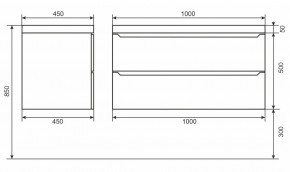 Тумба под раковину Uperwood Tanos 100 см, подвесная, белая/графит в Асбесте - asbest.mebel24.online | фото 6