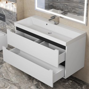 Тумба под раковину Uperwood Tanos 100 см, подвесная, белая/графит в Асбесте - asbest.mebel24.online | фото 9