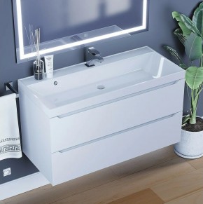 Тумба под раковину Uperwood Tanos 100 см, подвесная, белая матовая в Асбесте - asbest.mebel24.online | фото 10
