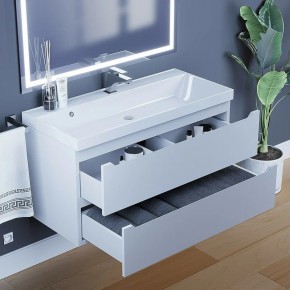 Тумба под раковину Uperwood Tanos 100 см, подвесная, белая матовая в Асбесте - asbest.mebel24.online | фото 9